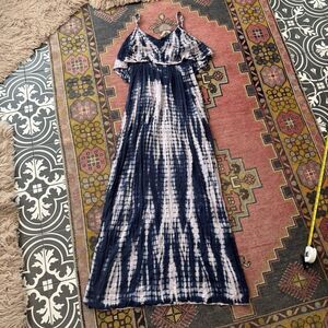 Japana Women's Tie Dye Maxi Sundress Blue & Lavender Size Small